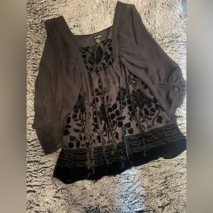 H&M Black Floral Blouse
